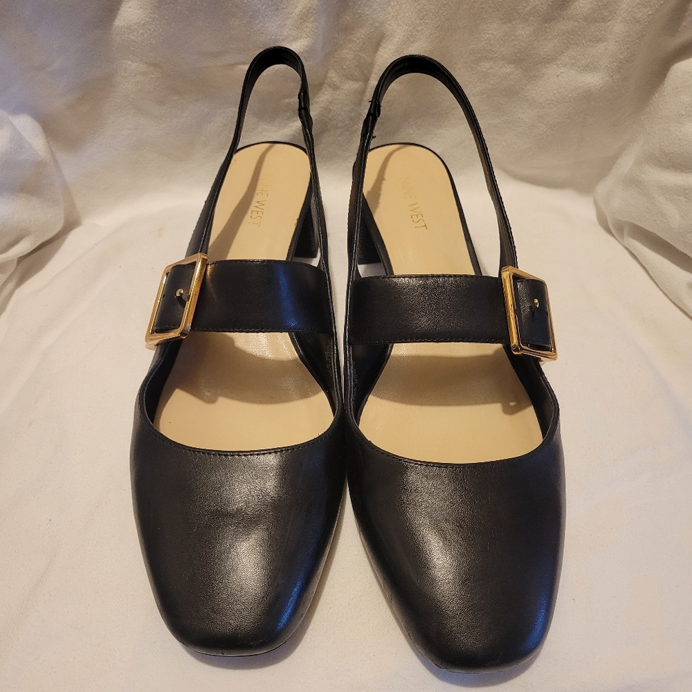 Franco Sarto Sling Back Mary Jane with Chunky Heel, sz 13, black